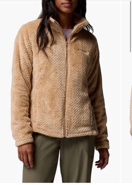 Columbia Beach Forest Sherpa Fleece Jacket Women’s XL Full Zip Beige Teddy EUC